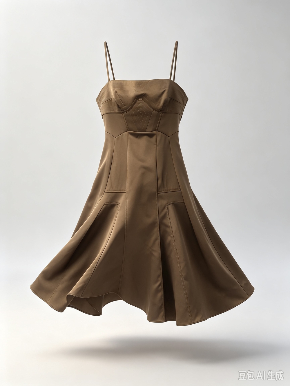 Just Cavalli  Brown Strapless Flared Midi Dress
